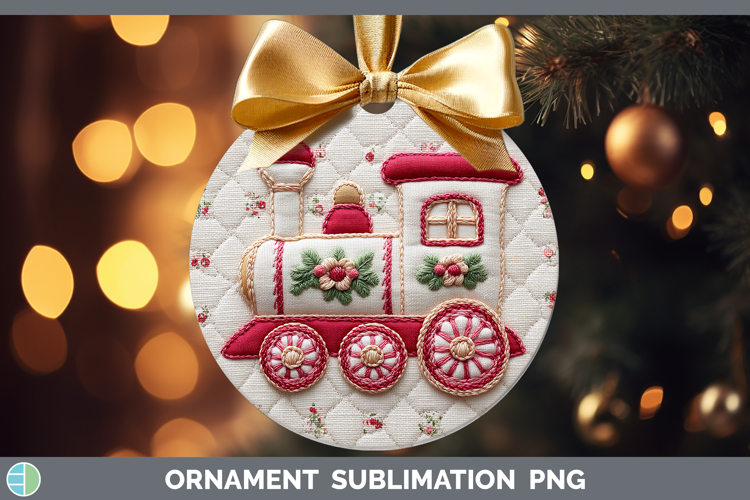 Train Christmas Patch Ornament Sublimation Design