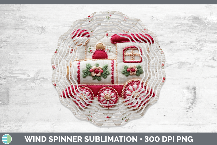 Train Christmas Patch Wind Spinner Sublimation Design