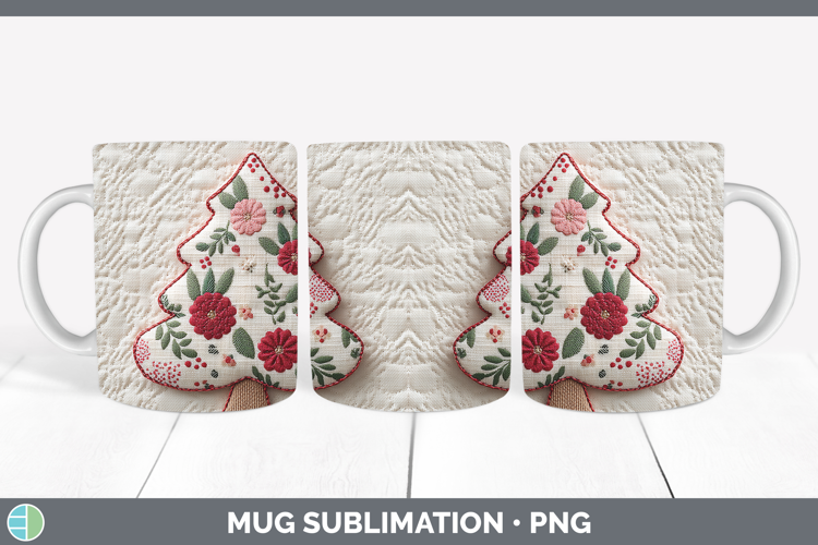 Tree Christmas Patch Mug Wrap Sublimation Design