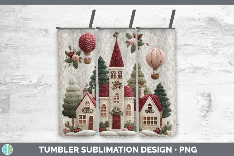 Village Christmas Patch Tumbler Sublimation Design