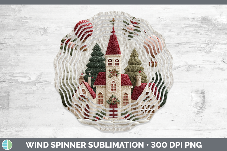 Village Christmas Patch Wind Spinner Sublimation Design