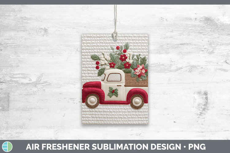 Vintage Truck Christmas Patch Air Freshener Sublimation Desi