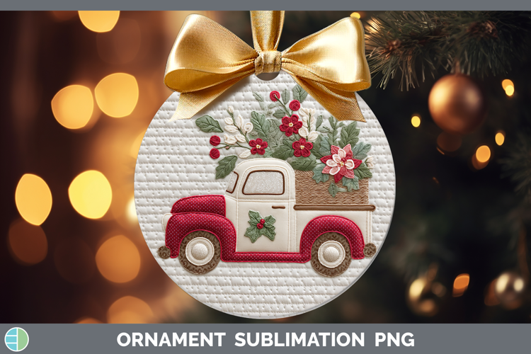 Vintage Truck Christmas Patch Ornament Sublimation Design