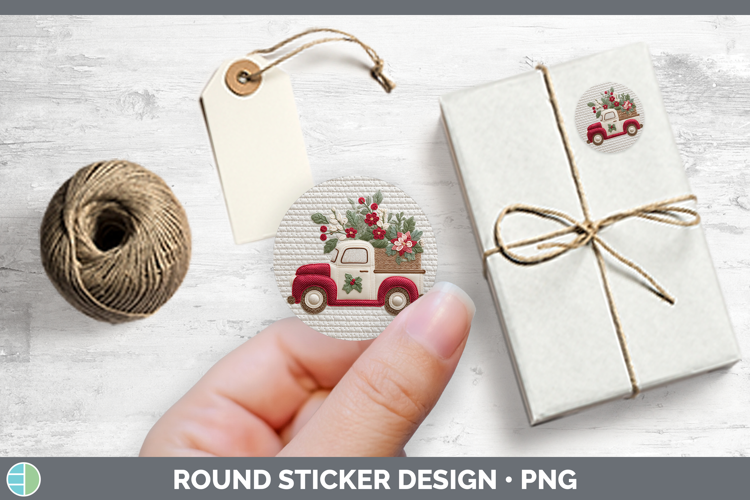 Vintage Truck Christmas Patch Stickers Design