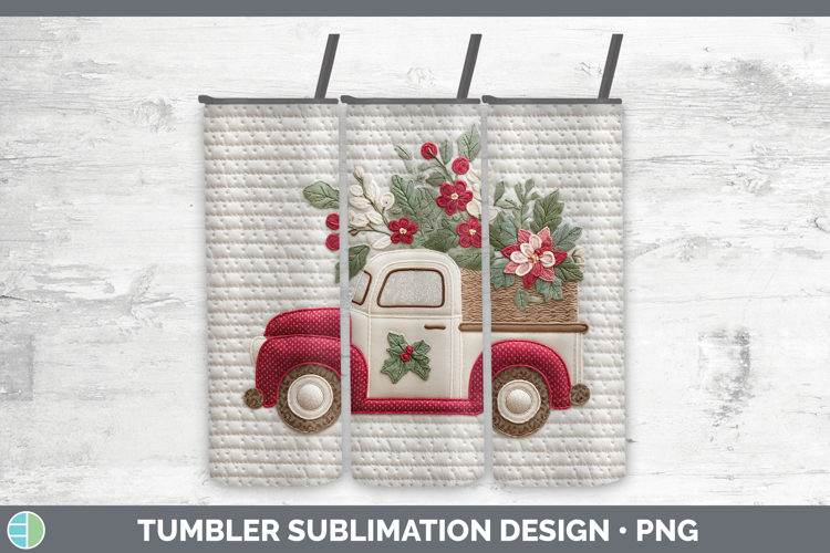 Vintage Truck Christmas Patch Tumbler Sublimation Design