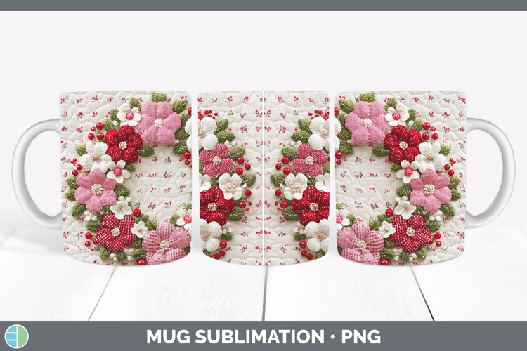 Wreath Christmas Patch Mug Wrap Sublimation Design