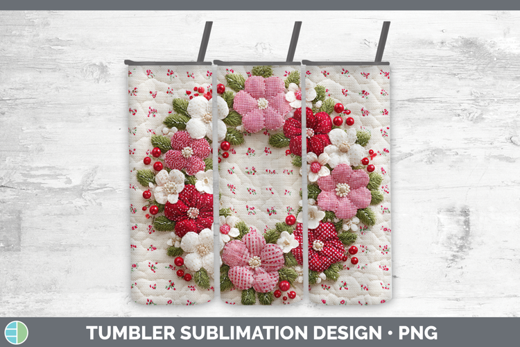 Wreath Christmas Patch Tumbler Sublimation Design