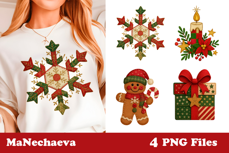 Christmas Patchwork Clipart | Cute Holiday Sublimation