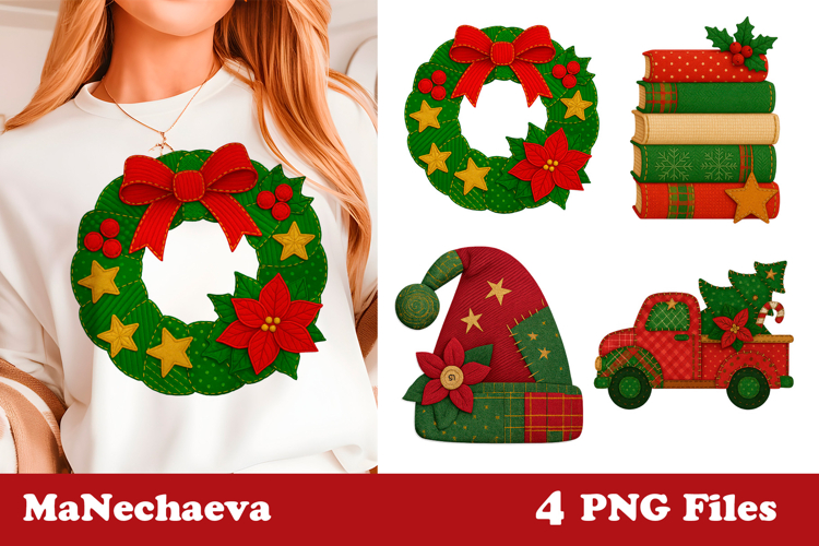 Christmas Patchwork Clipart | Cute Holiday Sublimation