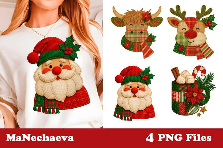 Christmas Patchwork Clipart | Cute Holiday Sublimation