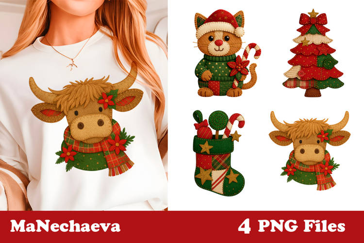 Christmas Patchwork Clipart | Cute Holiday Sublimation