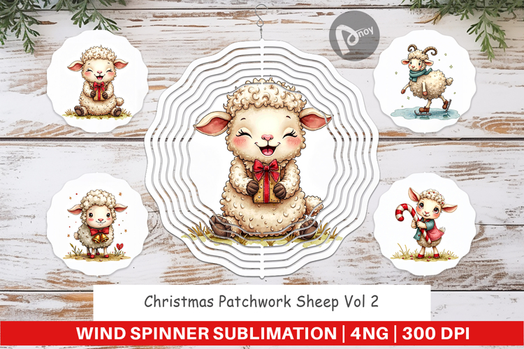 Christmas Patchwork Sheep Wind Spinner