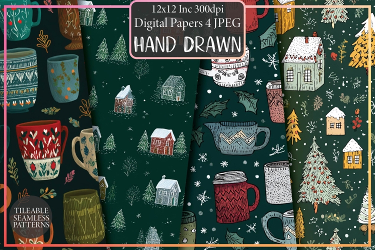 Christmas Pattern Hand Drawn Paper Cozy