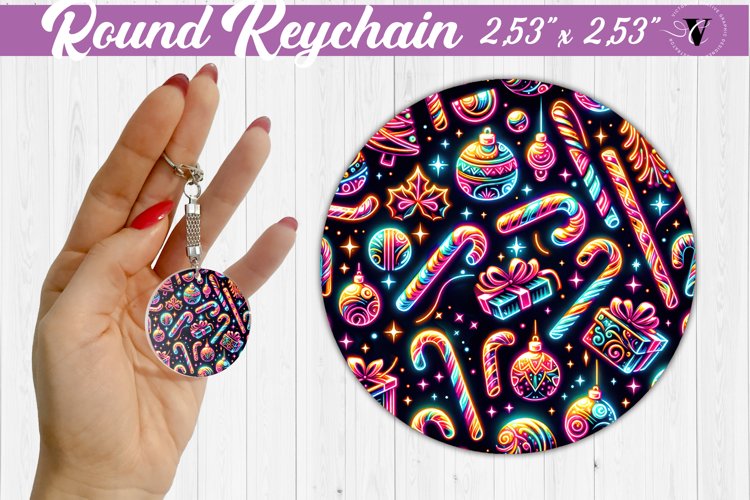 Round Keychain | Christmas Pattern | Happy Holidays