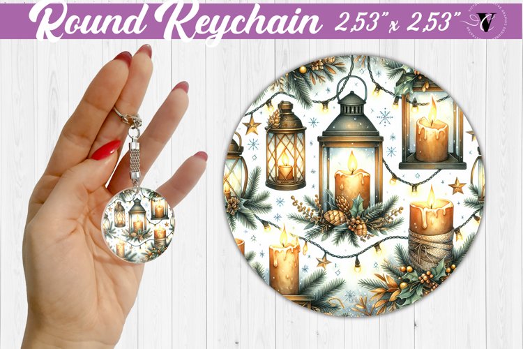 Round Keychain | Christmas Pattern | Happy Holidays