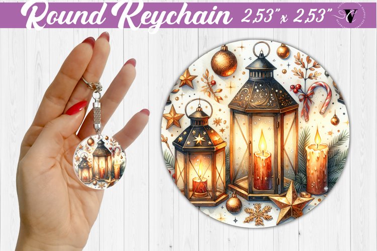 Round Keychain | Christmas Pattern | Happy Holidays