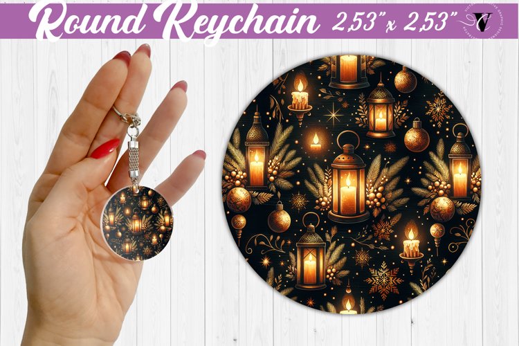 Round Keychain | Christmas Pattern | Happy Holidays