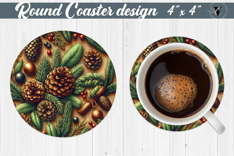 Round Coasters | Christmas Pattern | Christmas
