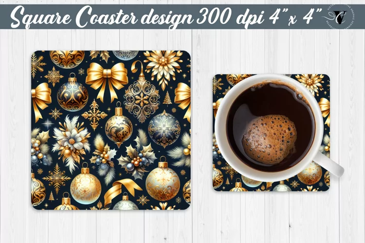 Square Coasters | Christmas Pattern | Christmas