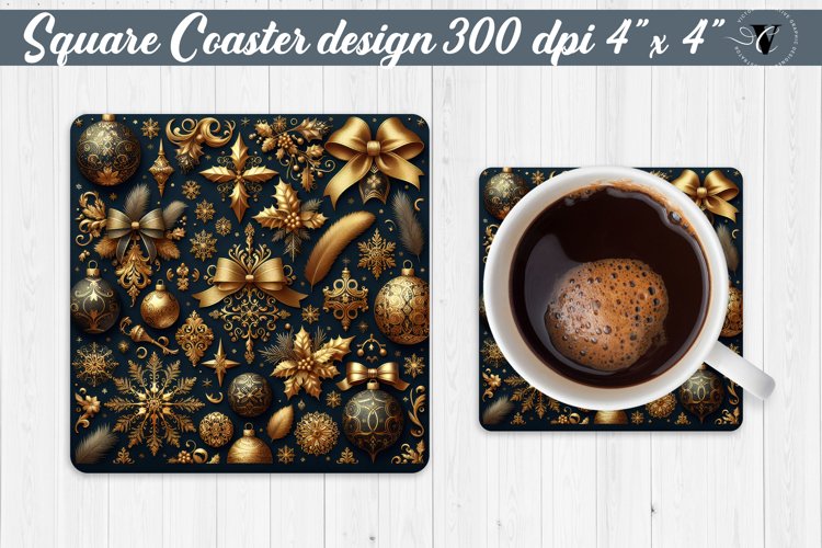 Square Coasters | Christmas Pattern | Christmas example image 1