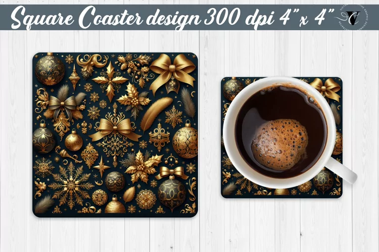 Square Coasters | Christmas Pattern | Christmas