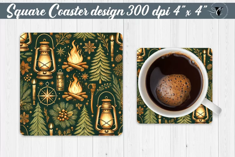 Square Coasters | Christmas Pattern | Christmas