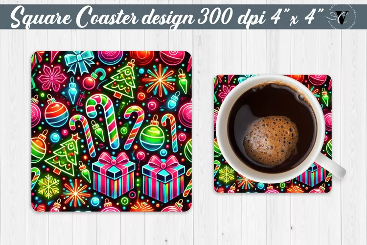 Square Coasters | Christmas Pattern | Christmas