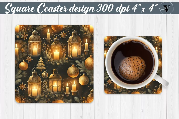 Square Coasters | Christmas Pattern | Christmas