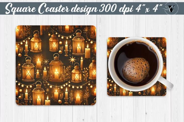 Square Coasters | Christmas Pattern | Christmas
