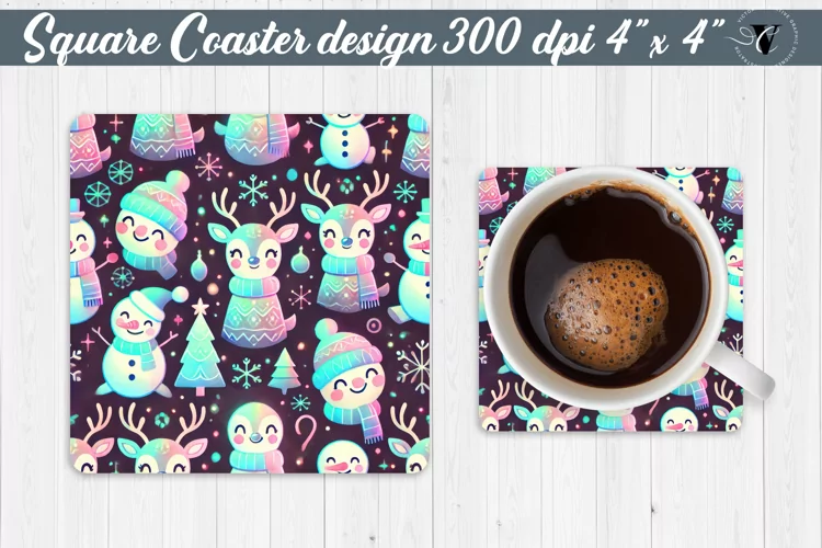 Square Coasters | Christmas Pattern | Christmas