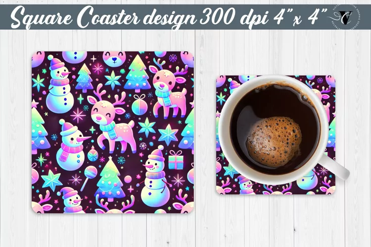 Square Coasters | Christmas Pattern | Christmas