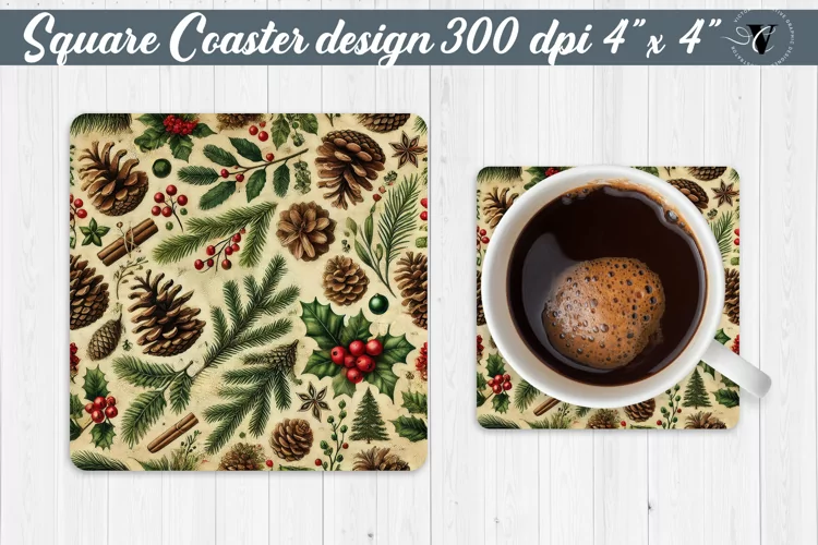 Square Coasters | Christmas Pattern | Christmas