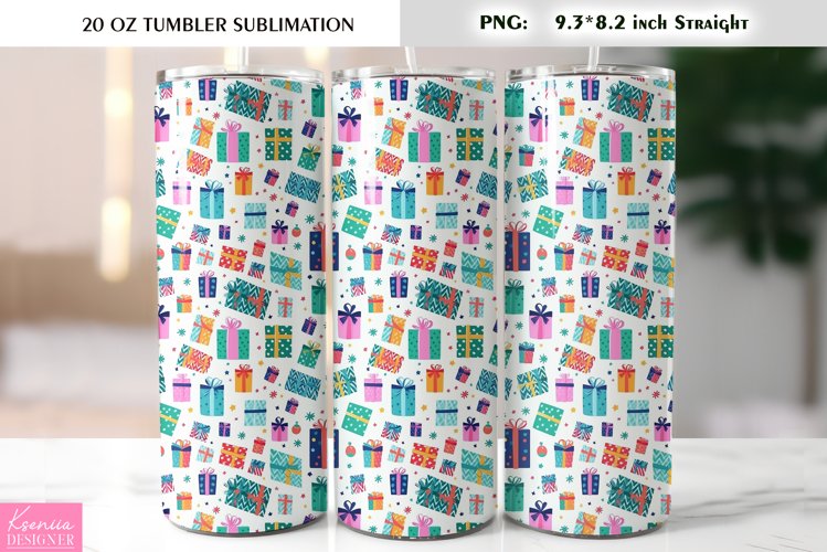 Colorful Christmas Gift Boxes|Christmas Tumbler Sublimation example image 1