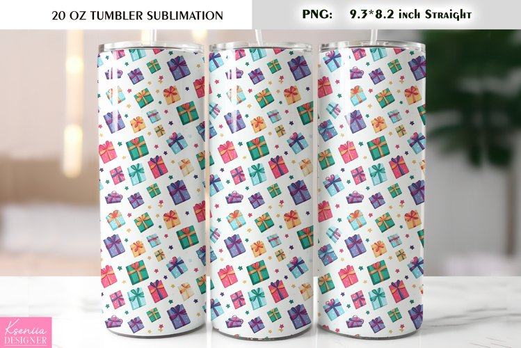 Colorful Christmas Gift Boxes|Christmas Tumbler Sublimation example image 1