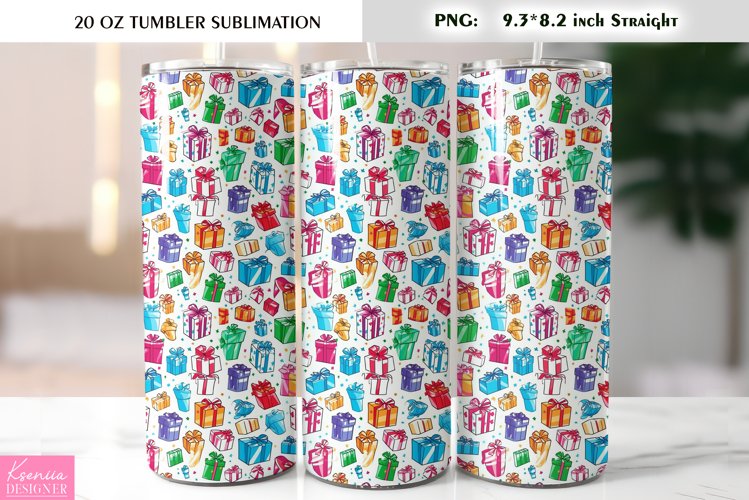 Colorful Christmas Gift Boxes|Christmas Tumbler Sublimation example image 1