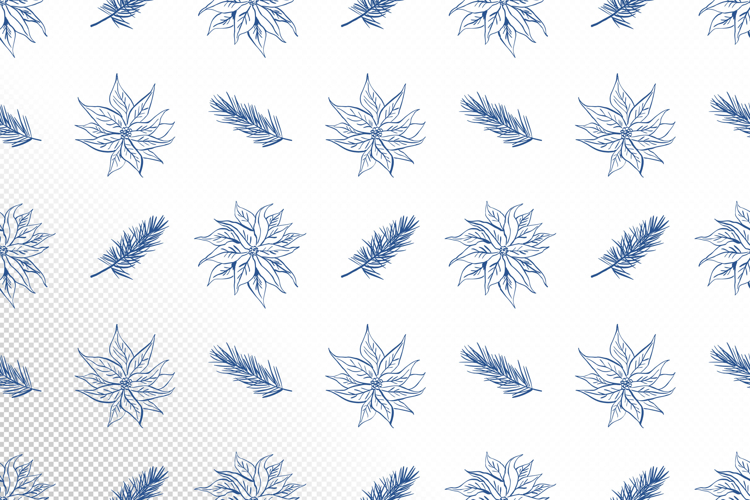 Christmas Seamless Pattern with Pine Branch and Poinsettia