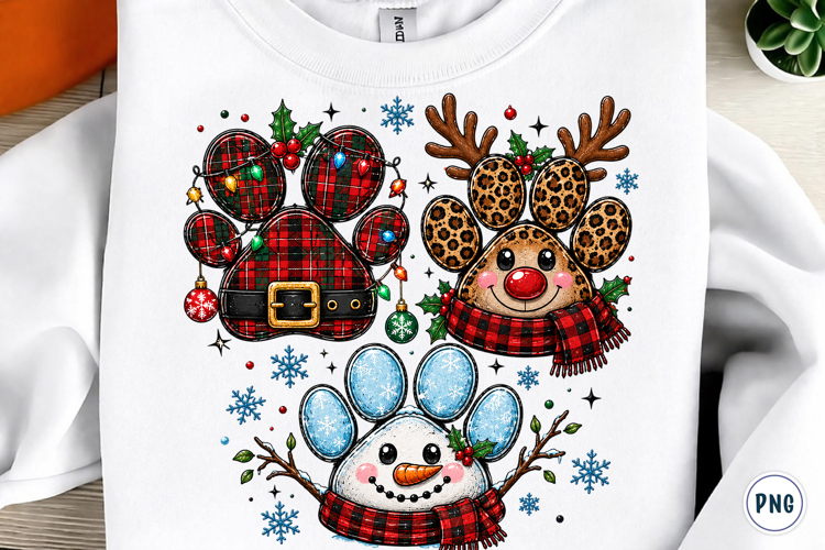 Christmas paws png sublimation design