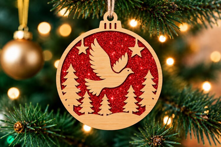 Christmas Peace Dove Ornament SVG example image 1