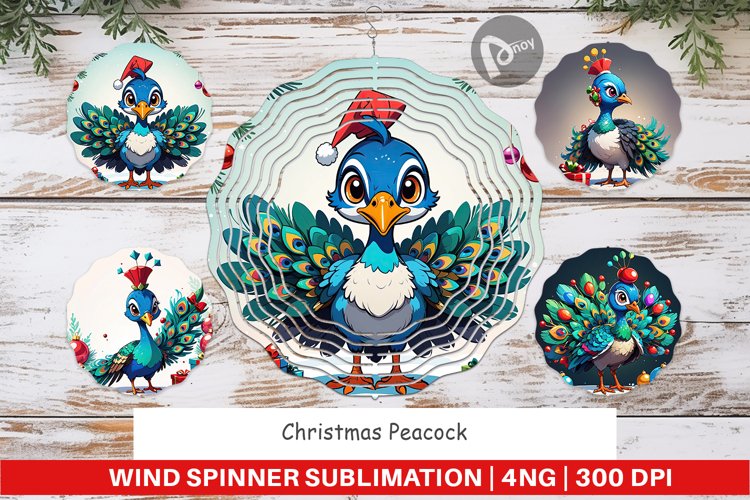 Wind Spinner Cartoon Christmas Peacock