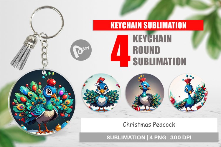 Keychain Cartoon Christmas Peacock