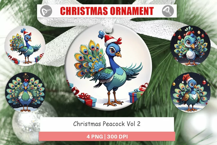 Christmas Ornaments Cartoon Christmas Peacock