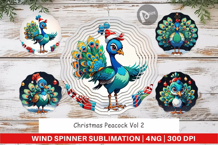 Wind Spinner Cartoon Christmas Peacock