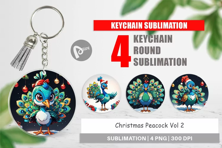 Keychain Cartoon Christmas Peacock
