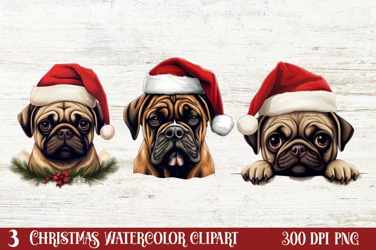 Christmas Peeking Dogs Clipart, Christmas PNG