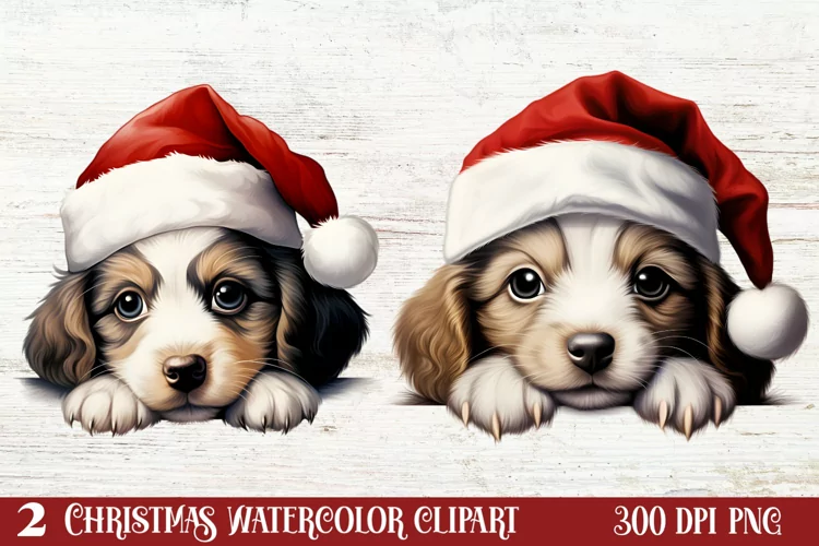 Christmas Peeking Dogs Clipart, Christmas PNG