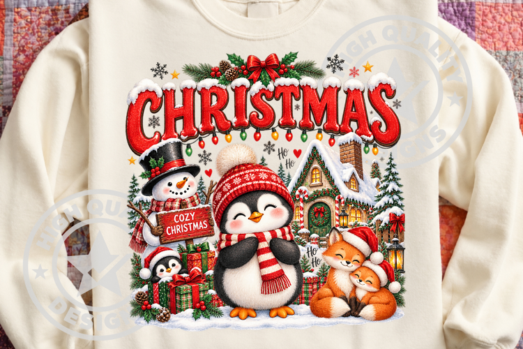Christmas Penguin Friends Humor PNG