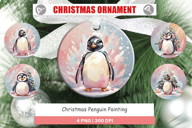 Christmas Ornaments Penguin Painting