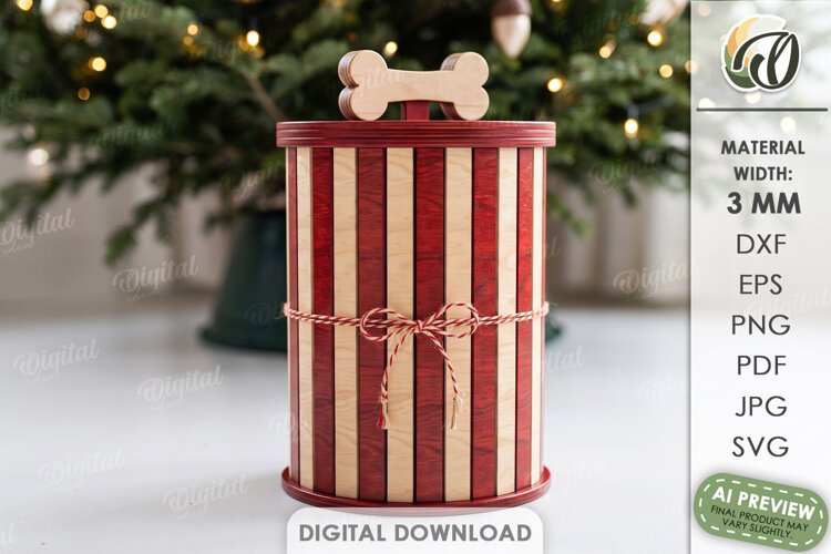 Christmas Dog Treat Box Laser Cut. Christmas Gift Box SVG example image 1