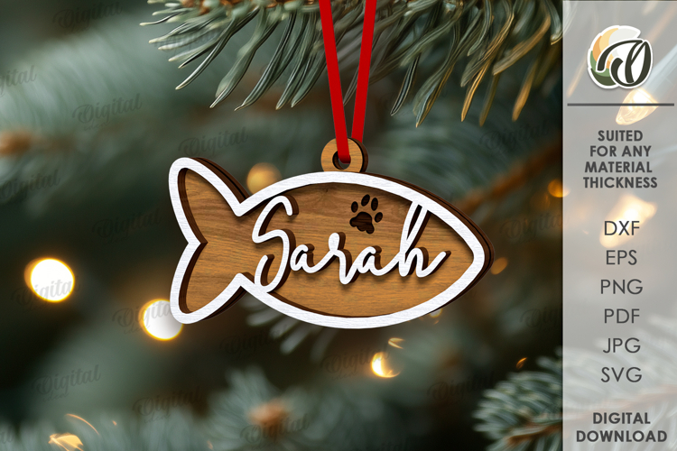 3D Christmas Pet Ornament Laser Cut. Christmas Decor SVG