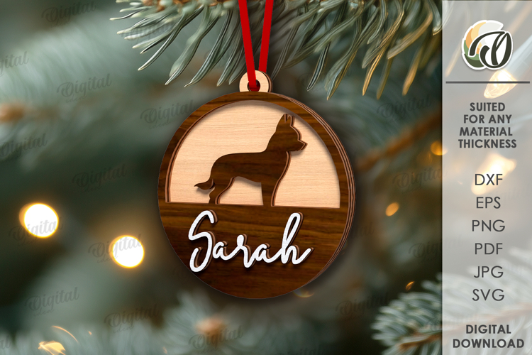 3D Christmas Pet Ornament Laser Cut. Christmas Decor SVG